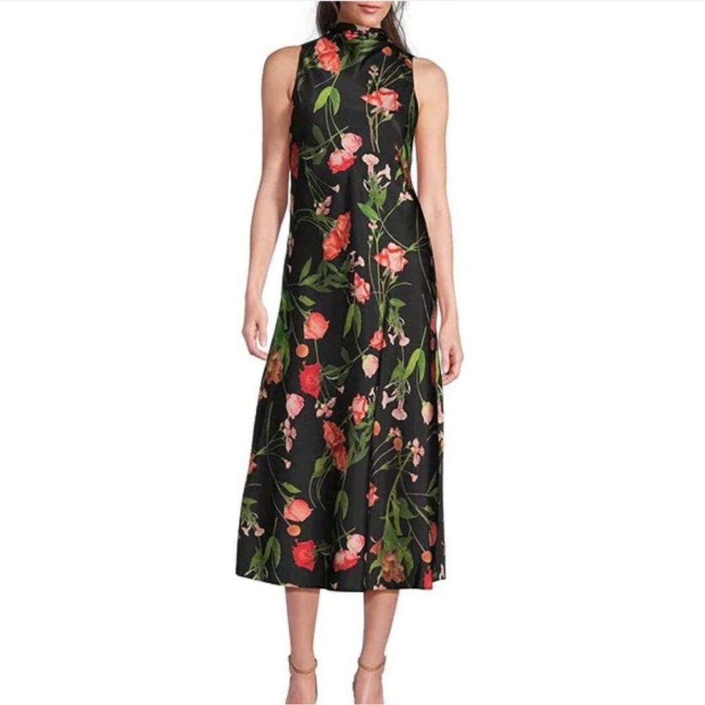 Ted Baker Black Satin Floral Dress